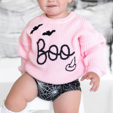 Load image into Gallery viewer, Boo Bat Halloween Knit Sweater Pink
