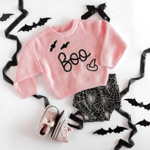 Load image into Gallery viewer, Boo Bat Halloween Knit Sweater Pink