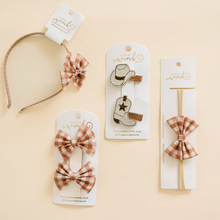 Load image into Gallery viewer, Gingham Printed Tulle Bow Clip Set
