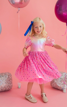 Load image into Gallery viewer, Diana Dress in Pink Confetti Lamè