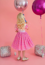 Load image into Gallery viewer, Diana Dress in Pink Confetti Lamè
