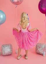 Load image into Gallery viewer, Diana Dress in Pink Confetti Lamè