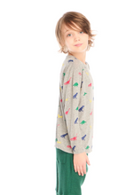 Load image into Gallery viewer, Multi Dinos 3/4 Length T-Shirt - Streaky Grey