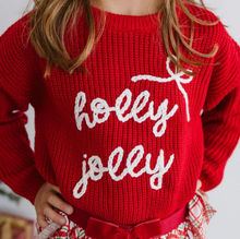 Load image into Gallery viewer, Holly Jolly Bow Christmas Knit Sweater