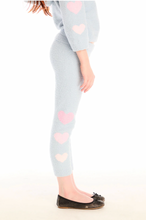Load image into Gallery viewer, Fleece Jogger Pants With Pink Hearts - Snowflake Blue