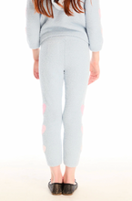 Load image into Gallery viewer, Fleece Jogger Pants With Pink Hearts - Snowflake Blue