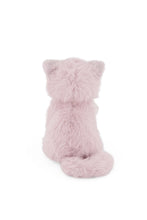 Load image into Gallery viewer, Back view of Moon the Kitty in Violet, showing fluffy lavender fur, pointed ears, and a tail curved around its base.