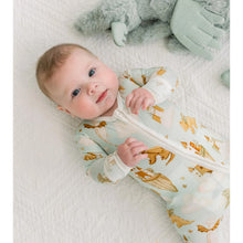 Load image into Gallery viewer, Print Footie w/2 Way Zipper - Aloe Castles & Clouds