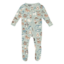 Load image into Gallery viewer, Print Footie With 2 Way Zipper - Aloe Arctic Animals