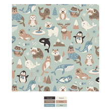 Load image into Gallery viewer, Print Footie With 2 Way Zipper - Aloe Arctic Animals