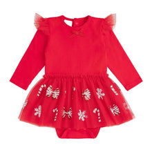 Load image into Gallery viewer, Peppermint Swirl Christmas Long Sleeve Tutu Bodysuit - Baby