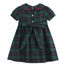 Load image into Gallery viewer, Blue, Green, Red Plaid Smocked Collared Dress