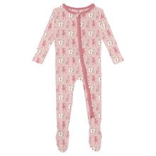 Load image into Gallery viewer, Print Muffin Ruffle Footie With 2 Way Zipper - Baby Rose Ballet Dancer