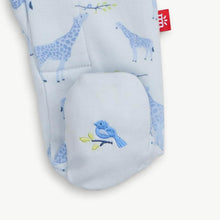 Load image into Gallery viewer, Blue Jolie Giraffe Organic Cotton Magnetic Footie