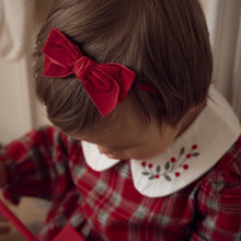 Load image into Gallery viewer, 3 Pack Bow Headbands Red Velvet, Green Velvet, & White, Red & Green Plaid