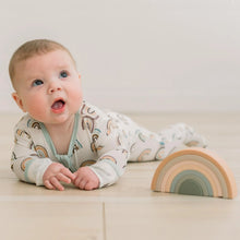 Load image into Gallery viewer, Print Muffin Ruffle Footie w/2 Way Zipper - Earthy Rainbows