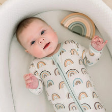 Load image into Gallery viewer, Print Muffin Ruffle Footie w/2 Way Zipper - Earthy Rainbows