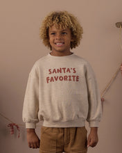 Load image into Gallery viewer, Relaxed Sweatshirt in Santa's Favorite, heather grey on a boy, close front view