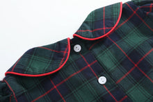 Load image into Gallery viewer, Blue, Green, Red Plaid Smocked Collared Dress
