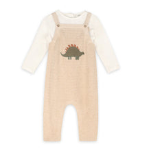 Load image into Gallery viewer, Dino Applique Baby Knit Overall Set - Oatmeal Heather