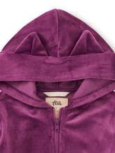 Load image into Gallery viewer, Cat Ears Velour Hoodie - Cosmic Berry
