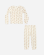 Load image into Gallery viewer, Organic Long Sleeve Pajama Set in Gingerbread, top and pants laid flat