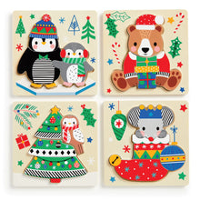 Load image into Gallery viewer, Christmas Festive Friends Wooden Puzzles Set of 4
