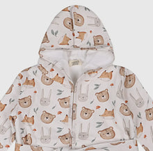 Load image into Gallery viewer, Forest Animals Baby Bathrobe (Organic Jersey) Off-White
