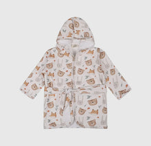 Load image into Gallery viewer, Forest Animals Baby Bathrobe (Organic Jersey) Off-White