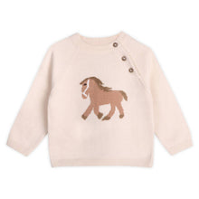 Load image into Gallery viewer, Horse Jacquard Sweater Knit Baby Pullover - Natural