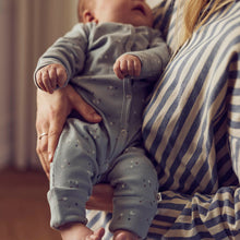 Load image into Gallery viewer, Stars Rib Bodysuit With Feet - Jasmin Blue