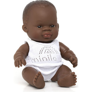 Newborn Baby Doll African Girl 8"