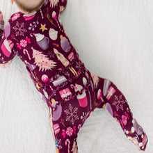 Load image into Gallery viewer, Print Muffin Ruffle Footie With 2 Way Zipper - Melody Sugar Plum