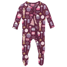 Load image into Gallery viewer, Print Muffin Ruffle Footie With 2 Way Zipper - Melody Sugar Plum