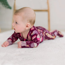 Load image into Gallery viewer, Print Muffin Ruffle Footie With 2 Way Zipper - Melody Sugar Plum
