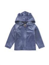 Load image into Gallery viewer, Bear Ears Velour Baby Hoodie - Naval Blue