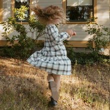 Load image into Gallery viewer, Organic Long Sleeve Tiered Dress - Plaid Checks