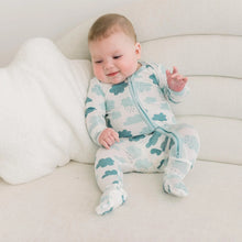 Load image into Gallery viewer, Print Footie With 2 Way Zipper - Natural Cloudy Sky