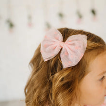 Load image into Gallery viewer, Flocked Valentine's Day Tulle Bow Clip