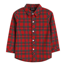 Load image into Gallery viewer, Red And Green Tartan Boy Dress Shirt