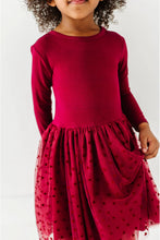 Load image into Gallery viewer, Kids Tulle Dress - Girls Velvet Heart Holiday Dress - Ruby