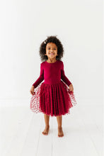 Load image into Gallery viewer, Kids Tulle Dress - Girls Velvet Heart Holiday Dress - Ruby