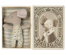 Load image into Gallery viewer, Sleepy/Wakey Baby Mouse In Matchbox Blue
