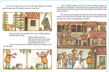 Load image into Gallery viewer, Strega Nona board book open to a crowded street spread