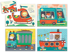 Load image into Gallery viewer, Transportation 4 In A Box Puzzle Set Transportation