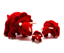 Load image into Gallery viewer, Knitted Triceratops Plush Toy Red