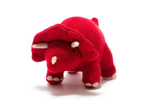 Load image into Gallery viewer, Knitted Triceratops Plush Toy Red