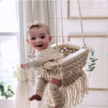 Load image into Gallery viewer, Baby Macrame Swing Organic - Natural