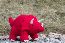 Load image into Gallery viewer, Knitted Triceratops Plush Toy Red