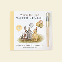 Load image into Gallery viewer, Front cover of Winnie-the-Pooh Water Reveal: Pooh’s Birthday Surprise, featuring Pooh and friends with balloons and an included water pen.
